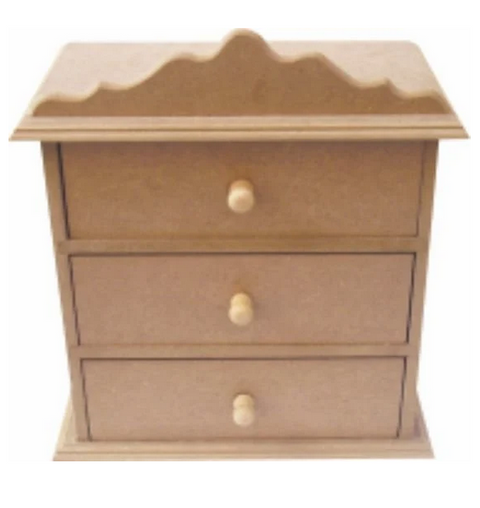 Wooden Box with Three Drawers (Medium) - KT-109