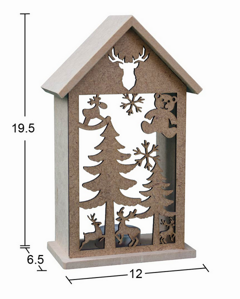 Wooden New Year Ornament with Tealight - F830
