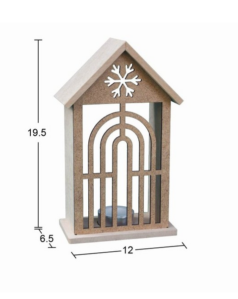 Wooden New Year Ornament with Tealight - F833