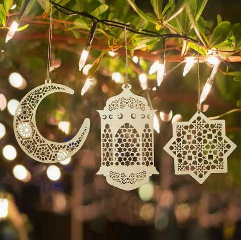 Wooden Ramadan Decor - Hanging Ornaments (1) (Set of 3)