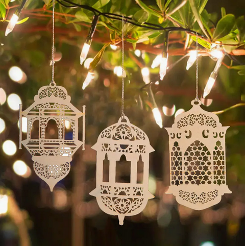 Wooden Ramadan Decor - Hanging Ornaments (2) (Set of 3)
