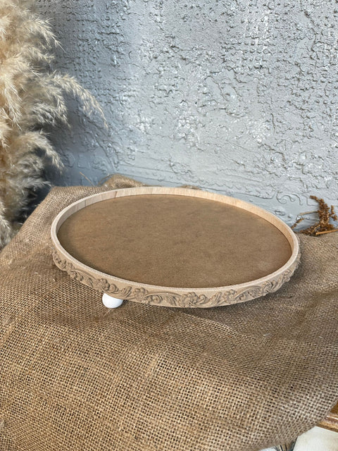 Wooden Tray with Applique (Round)