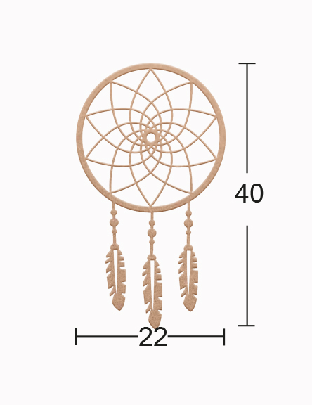 Wooden Wall Ornament with Feathers - DS68